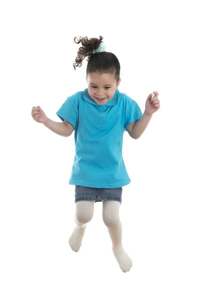 Active Joyful Little Girl Jumping with Joy — Stock Photo, Image