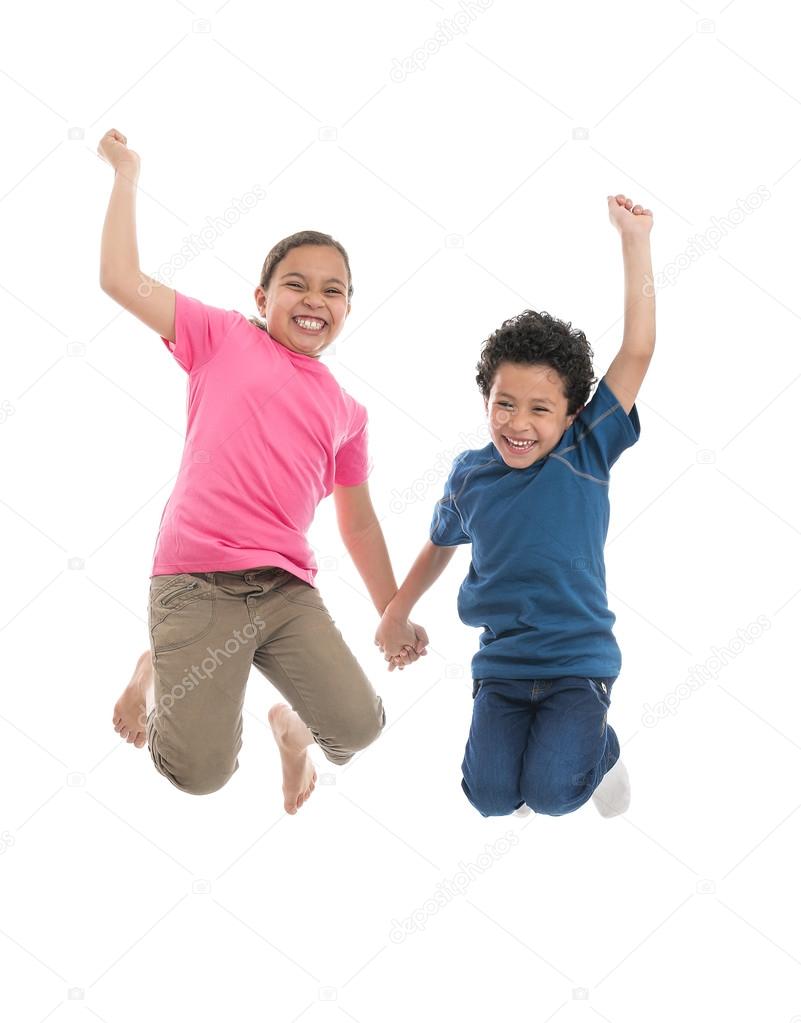 Active Joyful Kids Jumping with Joy