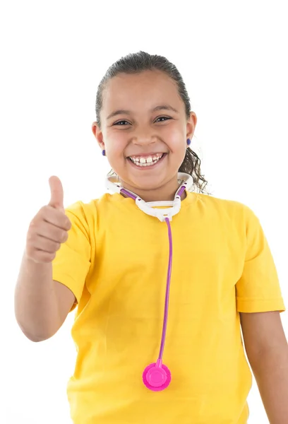 Pulgar hacia arriba joven chica doctor — Foto de Stock