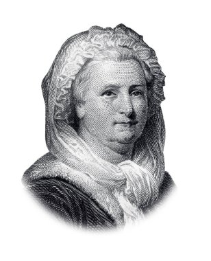Martha Washington 'ın portresi Beyaz Arkaplanda tecrit edildi