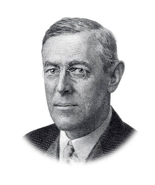 ABD Başkanı Thomas Woodrow Wilson 'ın Portresi Beyaz Arkaplanda İzole Edildi