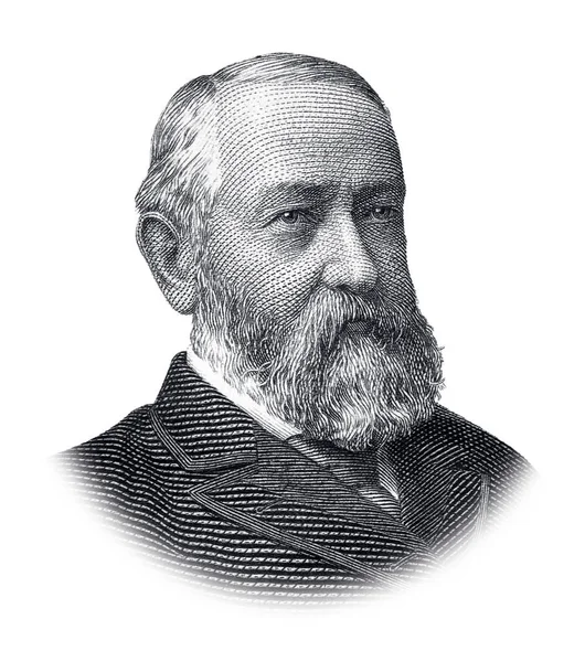 Porträtt Usa President Benjamin Harrison Isolerad Vit Bakgrund — Stockfoto