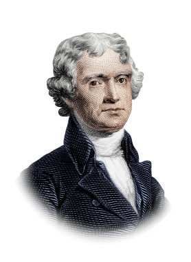 Thomas Jefferson Portresi Beyaz Arkaplanda İzole Edildi