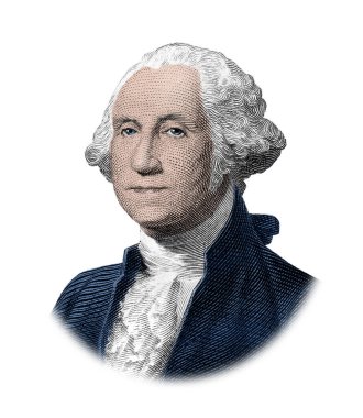 Başkan George Washington 'un Beyaz Arkaplanda İzole Edilmiş Portresi