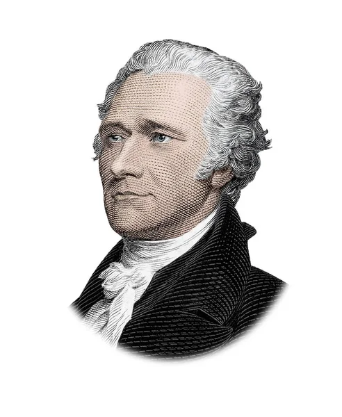 Alexander Hamilton Portresi Beyaz Arkaplanda Tecrit Edildi — Stok fotoğraf