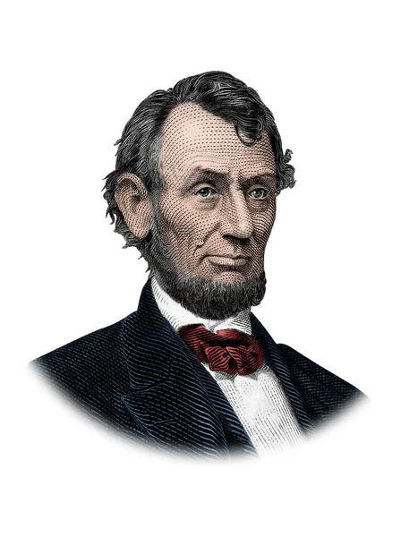 Abraham Lincoln Porträtt Isolerad Vit Bakgrund — Stockfoto