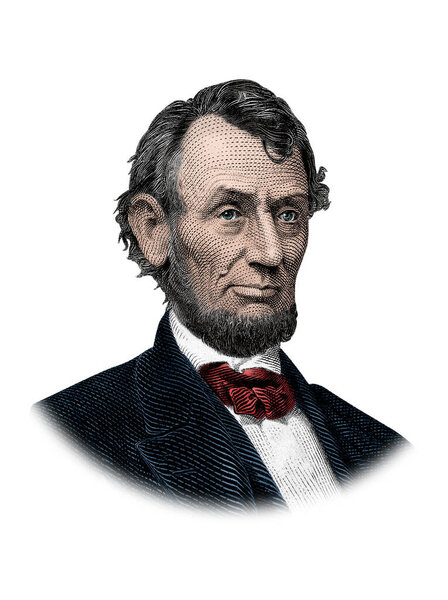 Abraham Lincoln Portrait Isolated on White Background