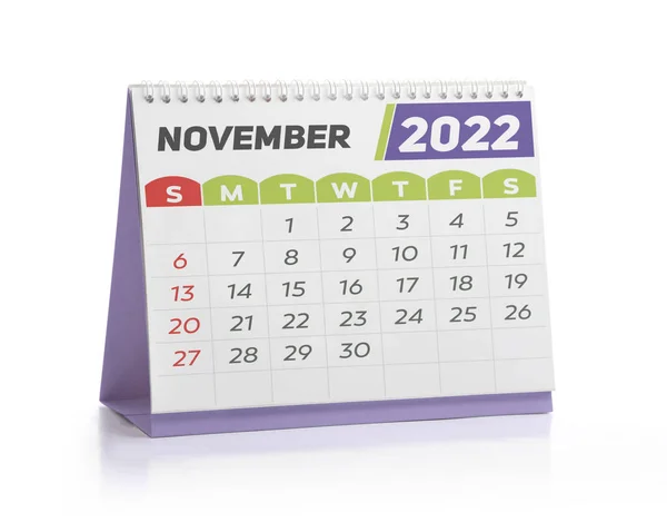Листопад Білий Офісний Календар 2022 Ізольовано Білому — стокове фото