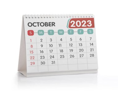 Ekim 2023 Beyaz Ofis Takvimi İzole Edildi