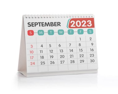 Eylül 2023 Beyaz Ofis Takvimi İzole Edildi