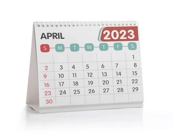 Bürokalender April 2023 Isoliert Auf Weiß — Stockfoto