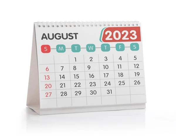 Agosto 2023 Calendario Dell Ufficio Isolato Bianco — Foto Stock