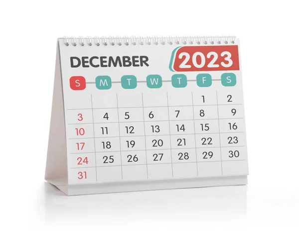 December 2023 Kontorkalender Isoleret Hvid - Stock-foto