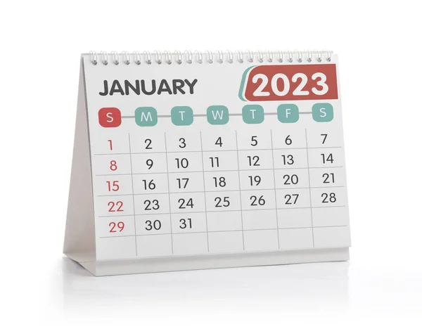 2023年1月オフィスカレンダー白に隔離 — ストック写真