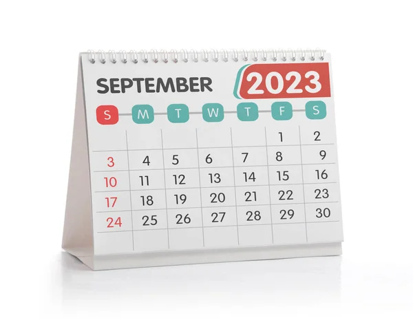 Setembro 2023 Office Calendar Isolado Branco — Fotografia de Stock