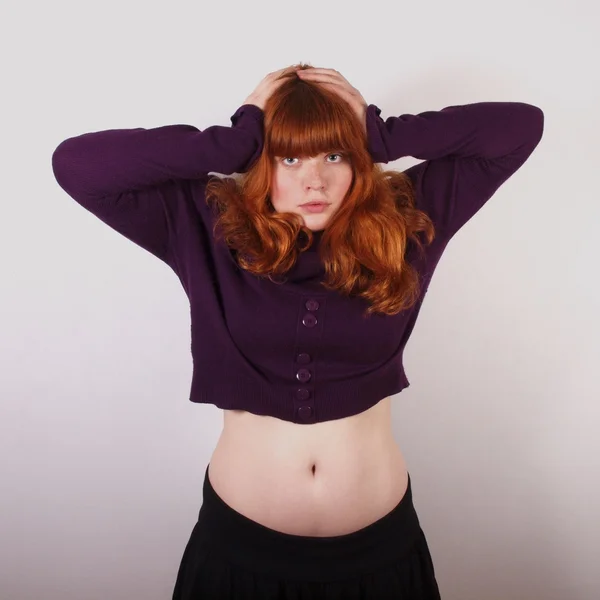 Young Woman Wearing Panties and Crop Top at Home Stock Photo