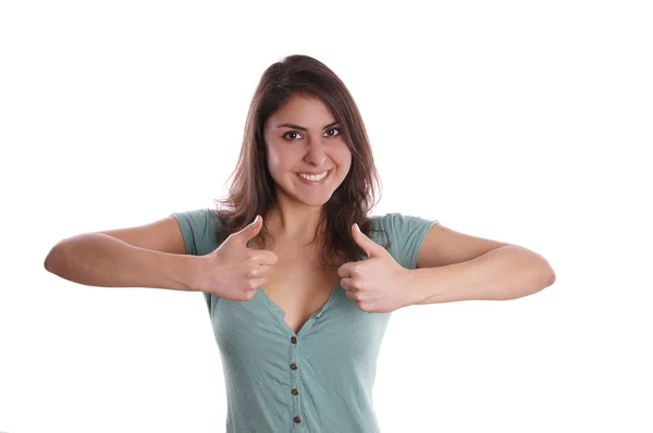 Smiling woman with thumbs up — Stock Photo, Image