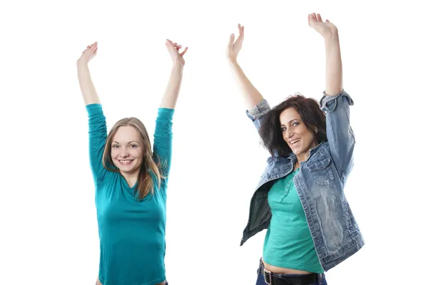 Two women cheering — Stock Photo, Image