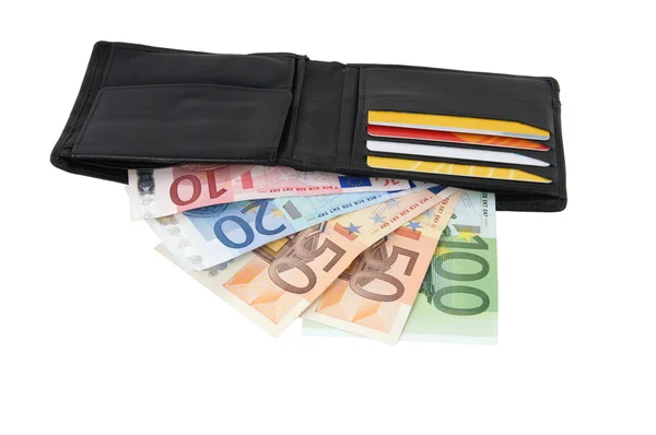 Wallet with cash and credit cards — Stock Photo, Image