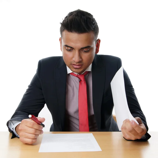 Young businessman with paperwork — Stock Photo, Image