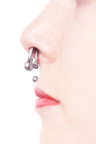 Septum and medusa piercings — Stock Photo, Image