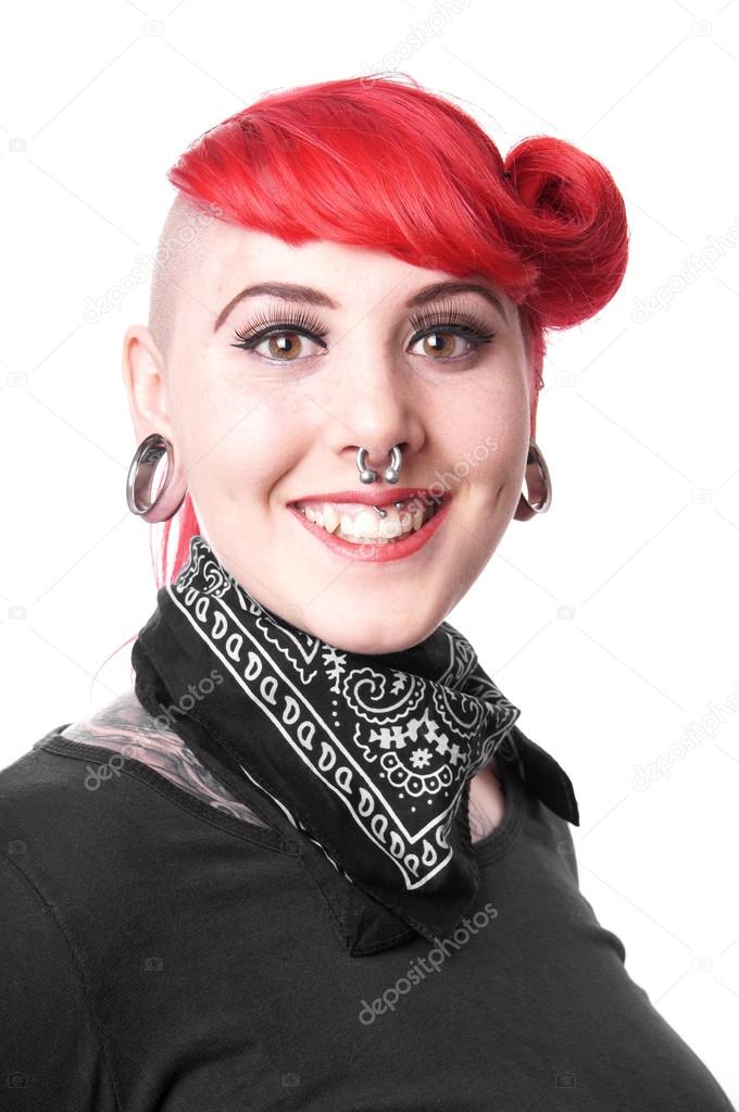 happy woman with piercings