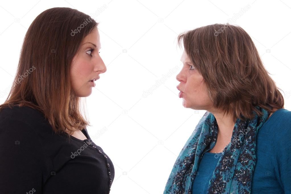 Mother and daughter fighting