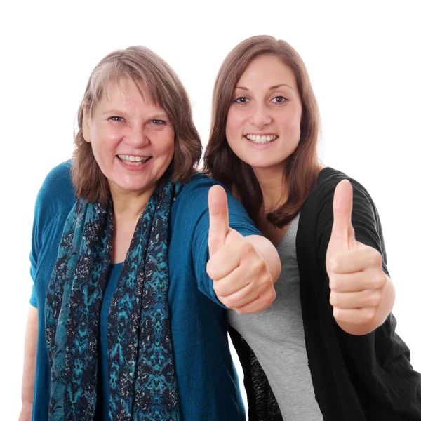 Mother and daughter thumbs up — Stock Photo, Image