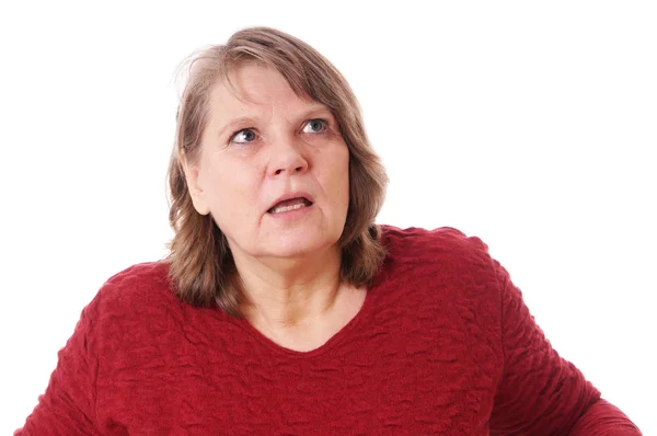 Mujer sorprendida mirando hacia arriba — Foto de Stock