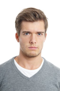 young man looking serious clipart