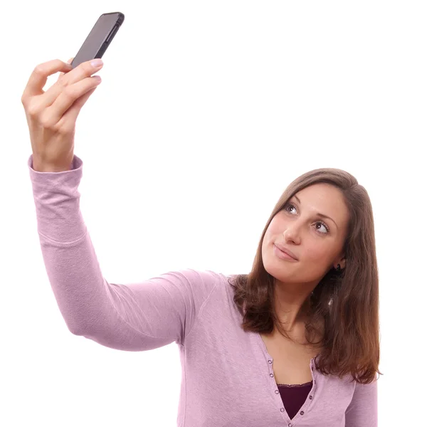 Jonge vrouw die selfie — Stockfoto