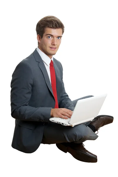 Businessman with netbook — Stock Photo, Image