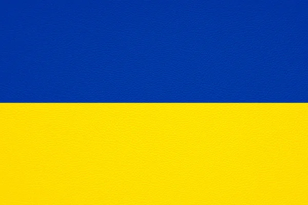 Flagge der Ukraine auf Leder Textur Hintergrund — Stockfoto