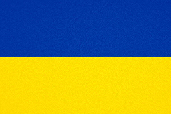 flag of ukraine on leather texture background