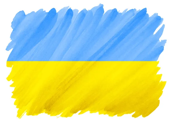 Флаг Украины, окрашенный в синий и желтый акварели — стоковое фото