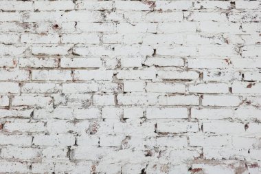 shabby old brick wall painted white grunge background texture