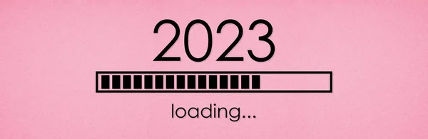New Year 2023 Loading Bar Web Banner Pink Textured Paper — Stock Photo, Image