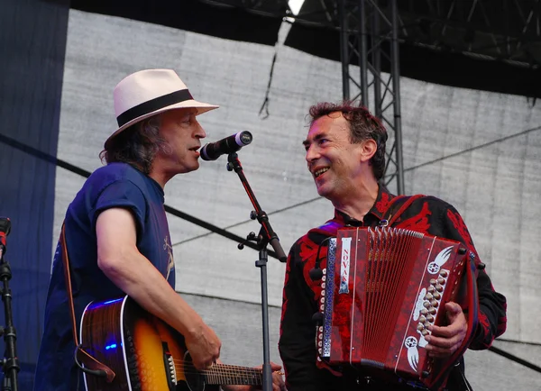 Wolfgang Niedecken performs with Hubert von Goisern at the Linz — Stock Photo, Image