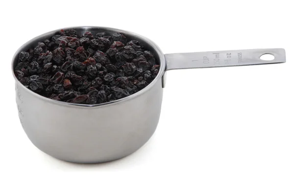 Johannisbeeren präsentiert in einem amerikanischen Metallbecher Maß — Stockfoto