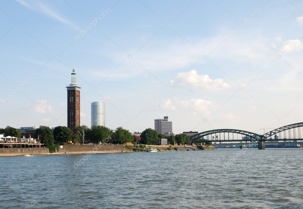 Architecture of Cologne seen from the Rhine river