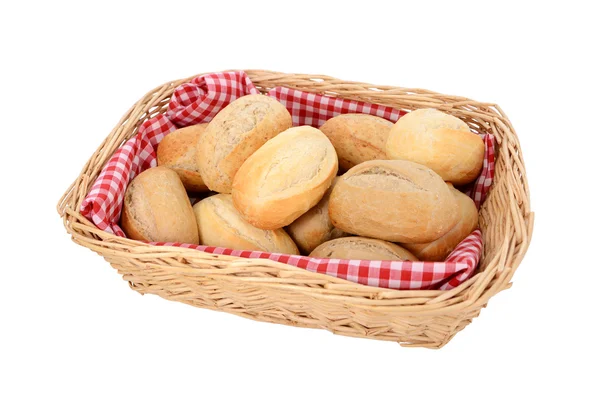 갓 구운된 빵과 롤의 바구니 — 스톡 사진