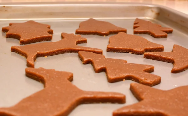Close-up van feestelijke peperkoek koekjes klaar om gebakken — Stockfoto