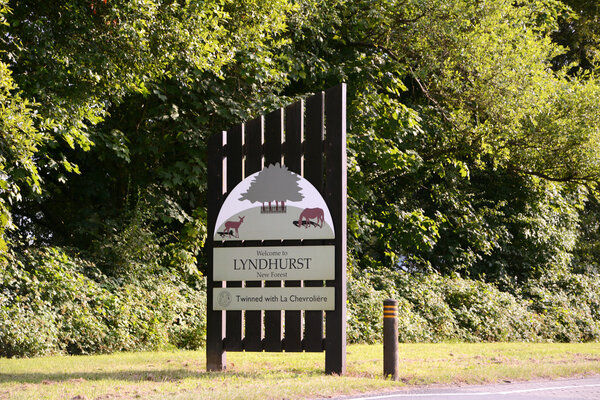 Village sign for Lyndhurst in the New Forest, England