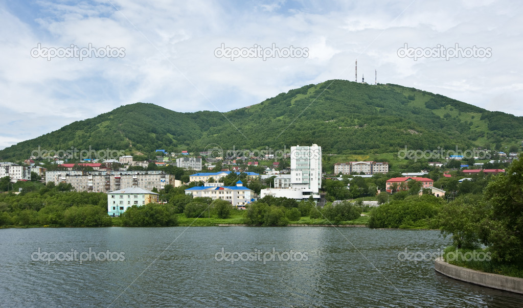 View of Petropavlovsk Kamchatsky Kultuchnoe lake and Mishennaia hill