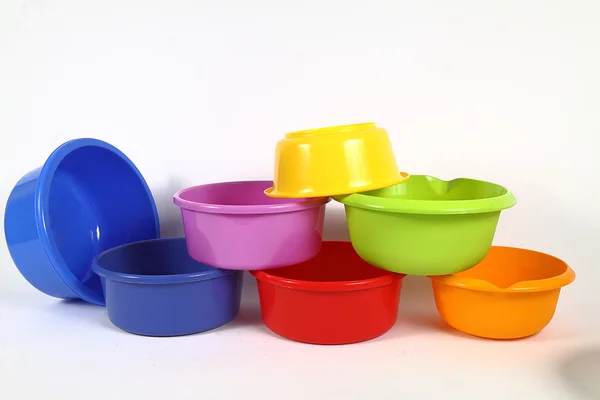 Plastic bowls — Stock Photo, Image