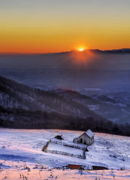 High altitude sunset rays — Stock Photo, Image
