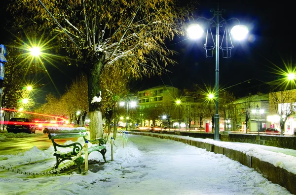 Boulevard in de sneeuw — Stockfoto
