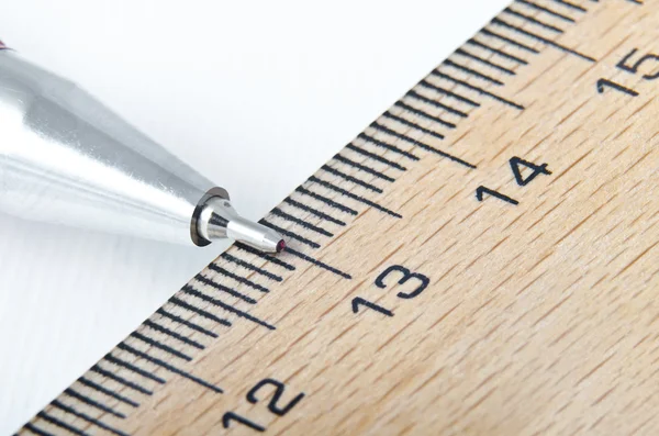 School ruler and pencil — Stock Photo, Image