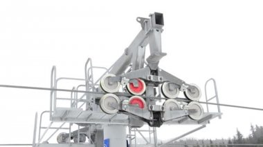 teleferik, bansko 2700m, Bulgaristan, donma, soğuk ve sis kış günü, tekerlek yakın çekim sonrası sürücü