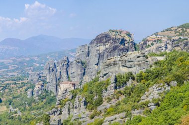 Manastır agias varvaras roussanou üstünde belgili tanımlık tepe-in rock meteora dağ, Yunanistan